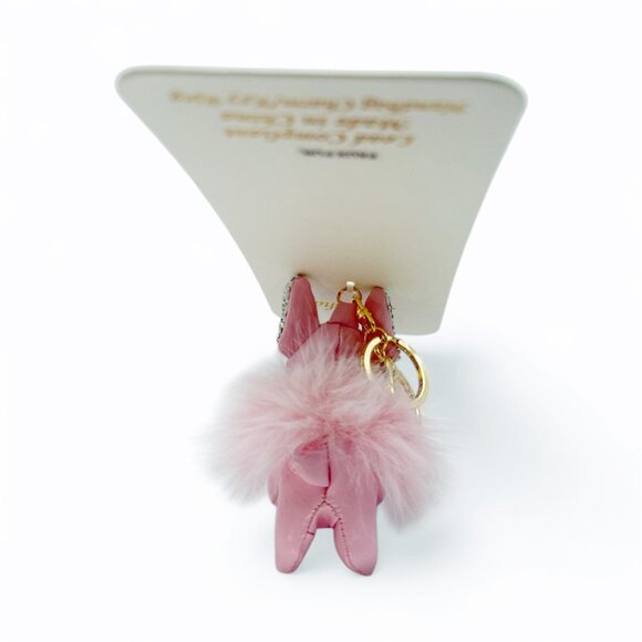 NEW Natasha Handbag Charm/ Key Ring/ Key Chain - Rhinestone Pink Dog - Picture 4 of 4